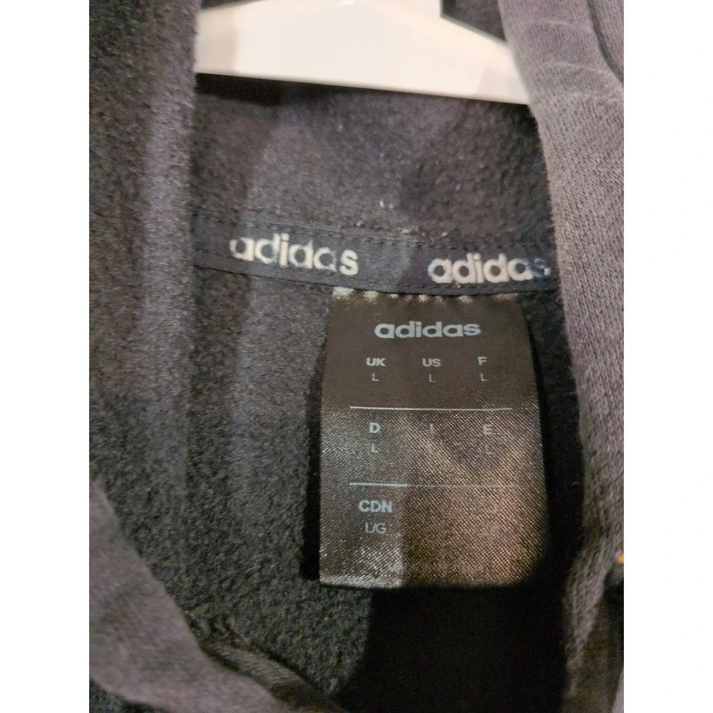 Adidas Mens Essentials 3-Stripes Pullover Hoodie Black White Logo Size L